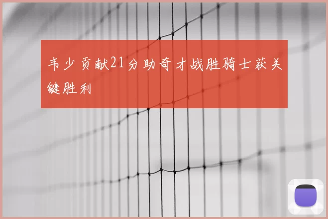 韦少贡献21分助奇才战胜骑士获关键胜利